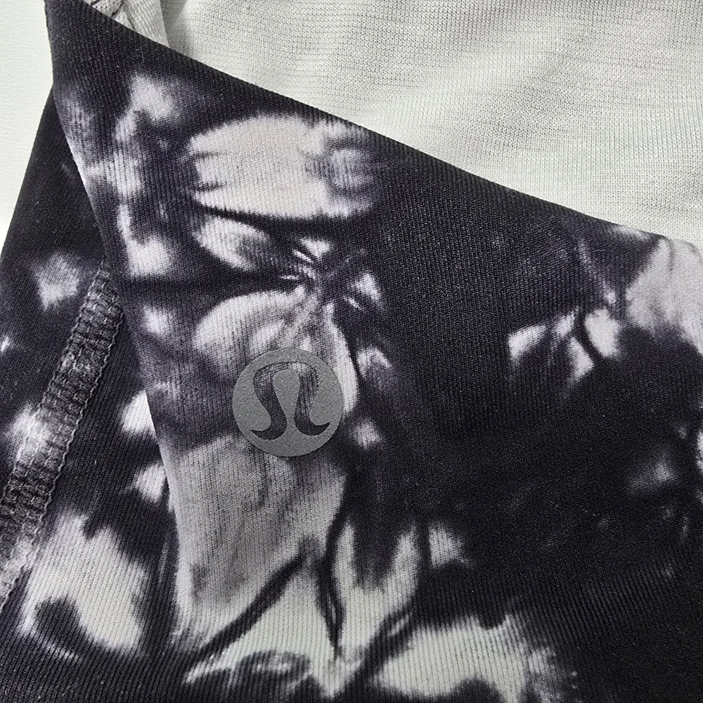 Lululemon Energy Bra Black White Tie Dye Marble Strappy Back Sports Bra Yoga‎